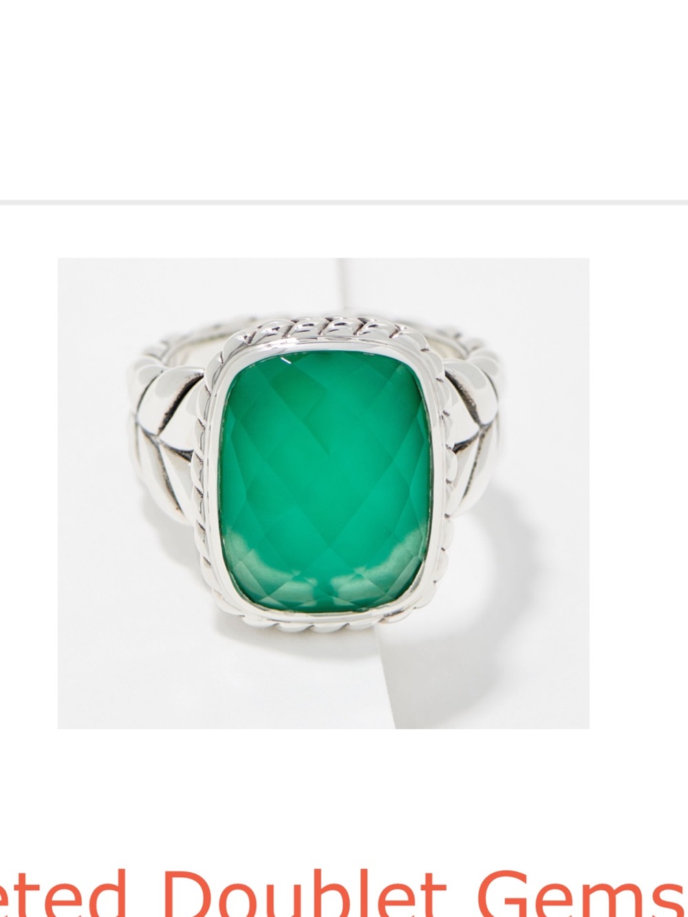JAI Sterling Silver Green Chalcedony Gemstone Ring, size 5